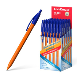 Ручка шариковая автоматическая ErichKrause R-301 Matic Orange, синяя 38512