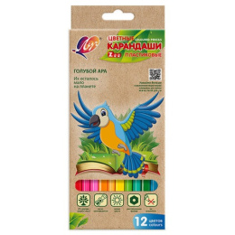 Карандаши цветные 12 цветов Луч Zoo, пластиковые, шестигранные 29С 1740-08
