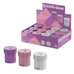 Точилка пластик 1 отверстие с контейнером ErichKrause Flask Candy, ассорти 60050