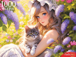 Пазлы 1000 элементов Девушка с котенком П1000-3061