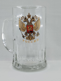 Кружка для пива стеклянная 500мл Герб России Gid Glass D1253/09