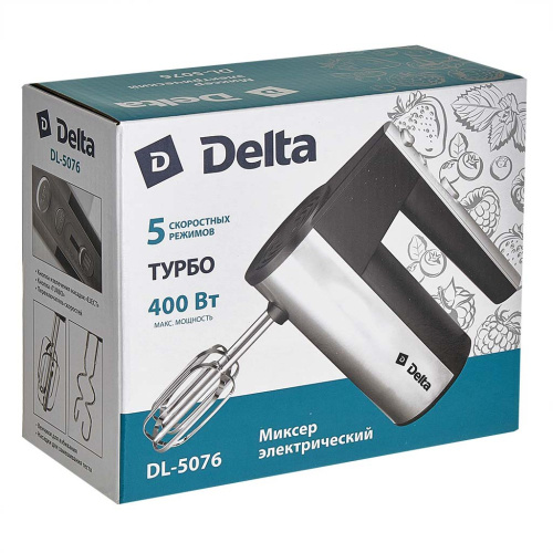 Миксер электрический 400Вт, 5 скоростей, "Турбо", черный Delta DL-5076