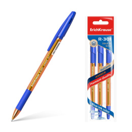Ручка шариковая ErichKrause R-301 Amber Stick & Grip, синяя 0,7мм 42748