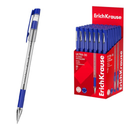 Ручка шариковая ErichKrause Ultra-30 Stick & Grip Classic, синяя 0,7мм 63683