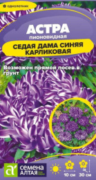 Астра Седая дама синяя карликовая пионовидная 0,05г цветной пакет Семена Алтая