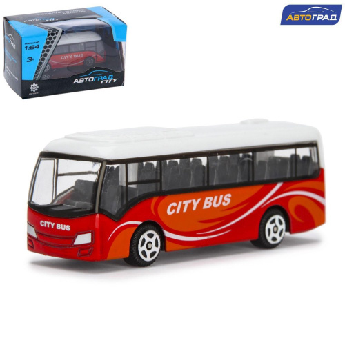 Автобус металлический Междугородний, 1:64 11х6,5х6,5см, красный, в коробке Автоград №SL-2515/7054530