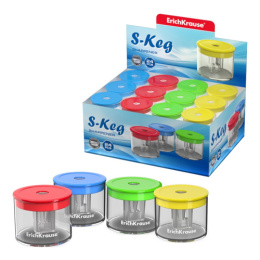 Точилка пластик 1 отверстие с контейнером ErichKrause S-Keg, ассорти 56036