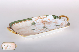 Блюдо фарфоровое прямоугольное с ручками 300х160х40мм Soft peony Коралл 8548