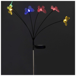 Фонарь садовый на длинной металл. ножке 70см Бабочки, на солнечной батарее Park 109248