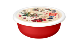 Миска пластиковая с крышкой 1,2л Модена с декором Игрушки, красный Homver 223138206/03