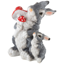 Фигурка садовая из полистоуна Зайцы с грибами 21х19х27см Park 169370