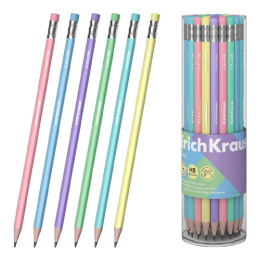 Карандаш чернографитный с ластиком ErichKrause Pastel HB, трехгранный 60720