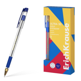 Ручка шариковая ErichKrause Ultra L-30 Gold Stick & Grip Classic, синяя 0,7мм 61109