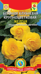 Бегония Желтая клубневая крупноцветковая 5шт. цветной пакет Плазменные семена