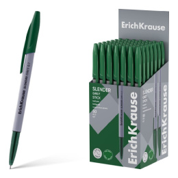 Ручка шариковая ErichKrause Slender Stick Grey, зеленый, 0,7мм 63084