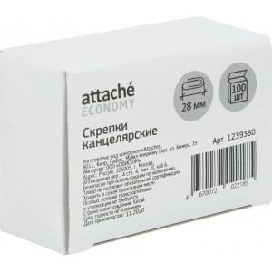 Скрепки 28мм 100шт. Attache Economy, стальные, негофрированные 1239380