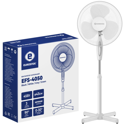 Вентилятор напольный, белый Eurostek EFS-4050 White