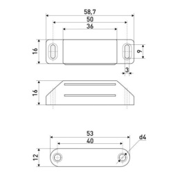 Магнит мебельный StahlBuro комплект 4шт. l-60мм h-15мм белый StahlBuro 42771