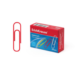 Скрепки 28мм 100шт. ErichKrause Classic, с виниловым покрытием, цветные 24871