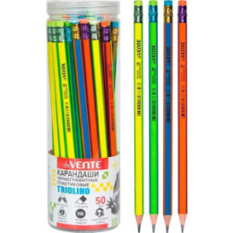 Карандаш чернографитный с ластиком Devente HB Triolino, трехгранный пластиковый корпус 5031423