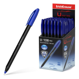 Ручка шариковая ErichKrause Ultra U-108 Black Edition Stick, синяя, 1мм 46777