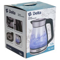 Чайник электрический 1,8л 1500Вт, стеклянный, диск, черный Delta DL-1124