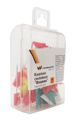 Кнопки силовые флажки 40шт. 20мм, в пластик. коробке 066000700