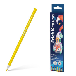 Карандаши цветные  6 цветов ErichKrause Kids Space Animals, трехгранные, деревянные, 3мм 61785