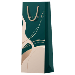 Пакет подарочный бумажный для бутылки 12х36х8,5см Meshu Abstraction Emerald Бутылка MS_52057