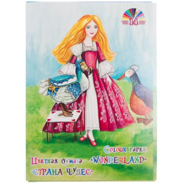 Бумага цветная 14 листов 14 цветов мелованная Страна чудес. Приключения в саду ЦБ-3879