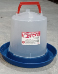 Поилка для домашней птицы пластиковая  7,0л Птичий дворик бункерная подвесная Агропласт Б00256