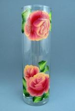 Ваза для цветов стеклянная цилиндр h-26см d-10см эконом роспись, в п/у Красота стекла 166/71