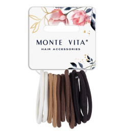 Резинки для волос Monte Vita набор  12шт. 0,45х14см, черный/коричневый/бежевый 457038