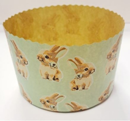 Форма для выпечки бумажная для кулича d- 9см h-9см Пасхальные зайчики