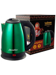 Чайник электрический 1,8л 1500Вт, МА-002, нержавеющая сталь, диск, зеленый Матрена 005408