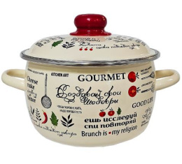 Кастрюля эмалированная Шедевры 2,0л сферическая с металл. крышкой Appetite 3RC161M