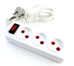 Удлинитель 3 розетки  7м  6А без заземления, ШВВП 2 х 0,75, 1300Вт, с выключателем, в инд. упаковке Веллконт У10-448