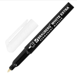 Маркер перманентный белый Brauberg White Extra, 3мм 152488