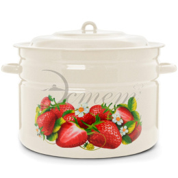 Бак эмалированный 25л с металл. крышкой с декором Клубника Эстет ЭТ-72683