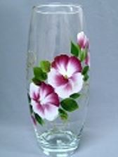 Ваза для цветов стеклянная бочонок h-26см d-12см Flora эконом роспись фиалка, в п/у Красота стекла 66/70