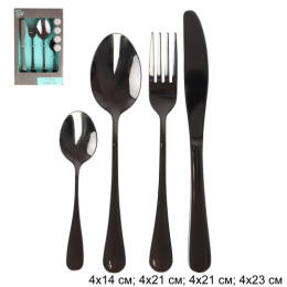 Набор столовых приборов из нержавеющей стали 16 предм. TS-16- Black, в коробке 694295