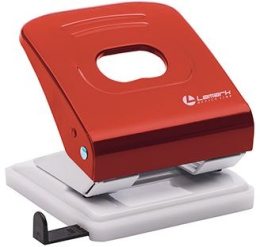 Дырокол  30 листов Lamark Metallic, с линейкой, красный 128/51203