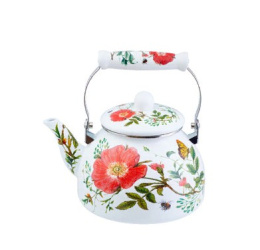 Чайник эмалированный 2,5л с подвижной металл.+ керам. ручкой Дикая роза Appetite FT5-2,5-DR