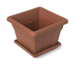 Горшок для цветов пластиковый Квадро с поддоном  8,1л 28х28х20,4см терракотовый Martika С164Т