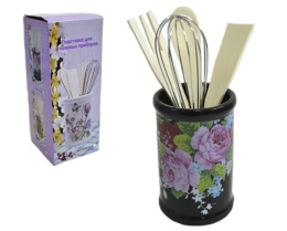 Набор кухонных принадлежностей 5 предметов в керам. (доломит) подставке Восторг, в п/у Lavenir HC151R-A16 (HC150R-A16)