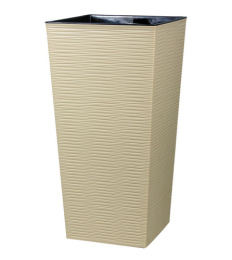 Кашпо пластиковое напольное Рапис со вставкой 24х24х47см 10л матовое капучино Ар-Пласт 07051