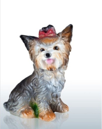 Копилка гипсовая Йорк с бантом сидячий 26х20см Гарденвилл 221