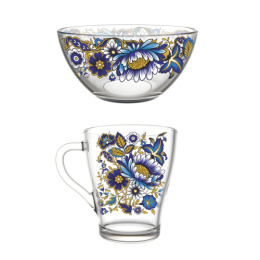 Набор Ланч стеклянный 2 предмета (салатник 250мл, кружка 250мл) Милори, в п/у Декостек 1238-Д