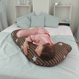 Подушка многофункциональная форма "L" 145х65см (бязь) Звезды кофе 28228/2, в пакете ДомВелл 