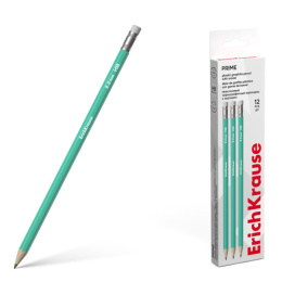 Карандаш чернографитный с ластиком ErichKrause Prime HB, пластиковый, шестигранный 60696